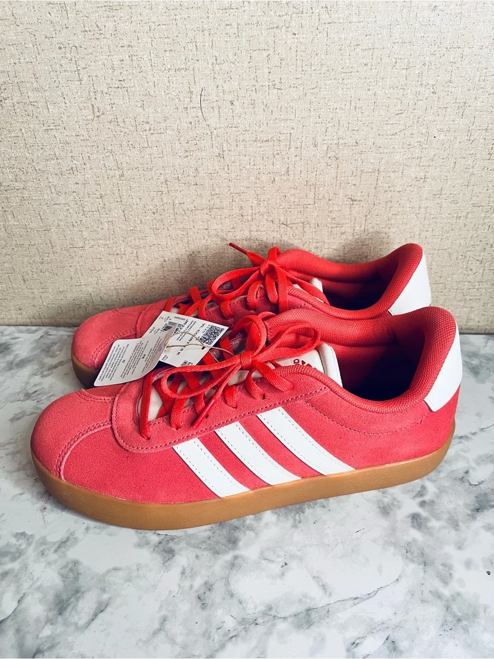 Adidas VL Court 3.0 Womens/Kids Preloved Scarlet White Bright Red Brown JR2214